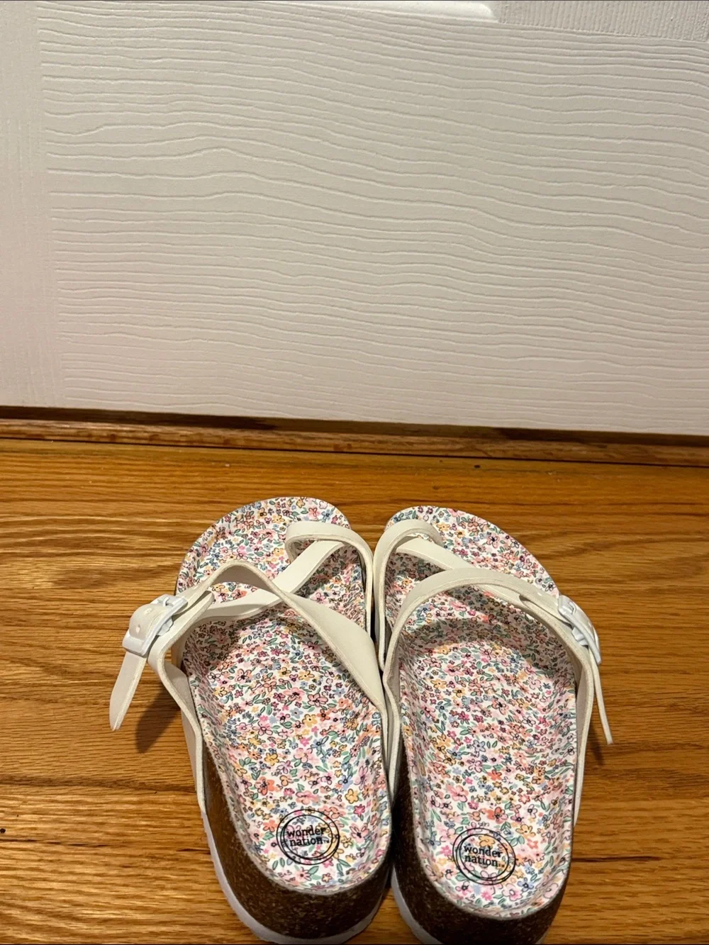 wonder nation White Floral Cork Platform Sandals for Kids